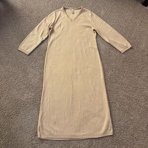 J. Jill Sweatshirt Dress Womens MP Yellow Maxi Casual 100% Cotton Made in USA